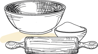 Illustration d'un saladier avec un rouleau à pâtisser